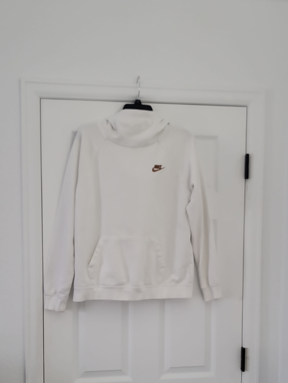 Nike White Pullover Hoodie with Gold Swoosh